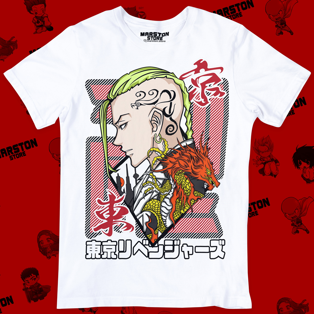 Polera blanca de Tokyo Revengers con Ken Ryuguji (Draken)