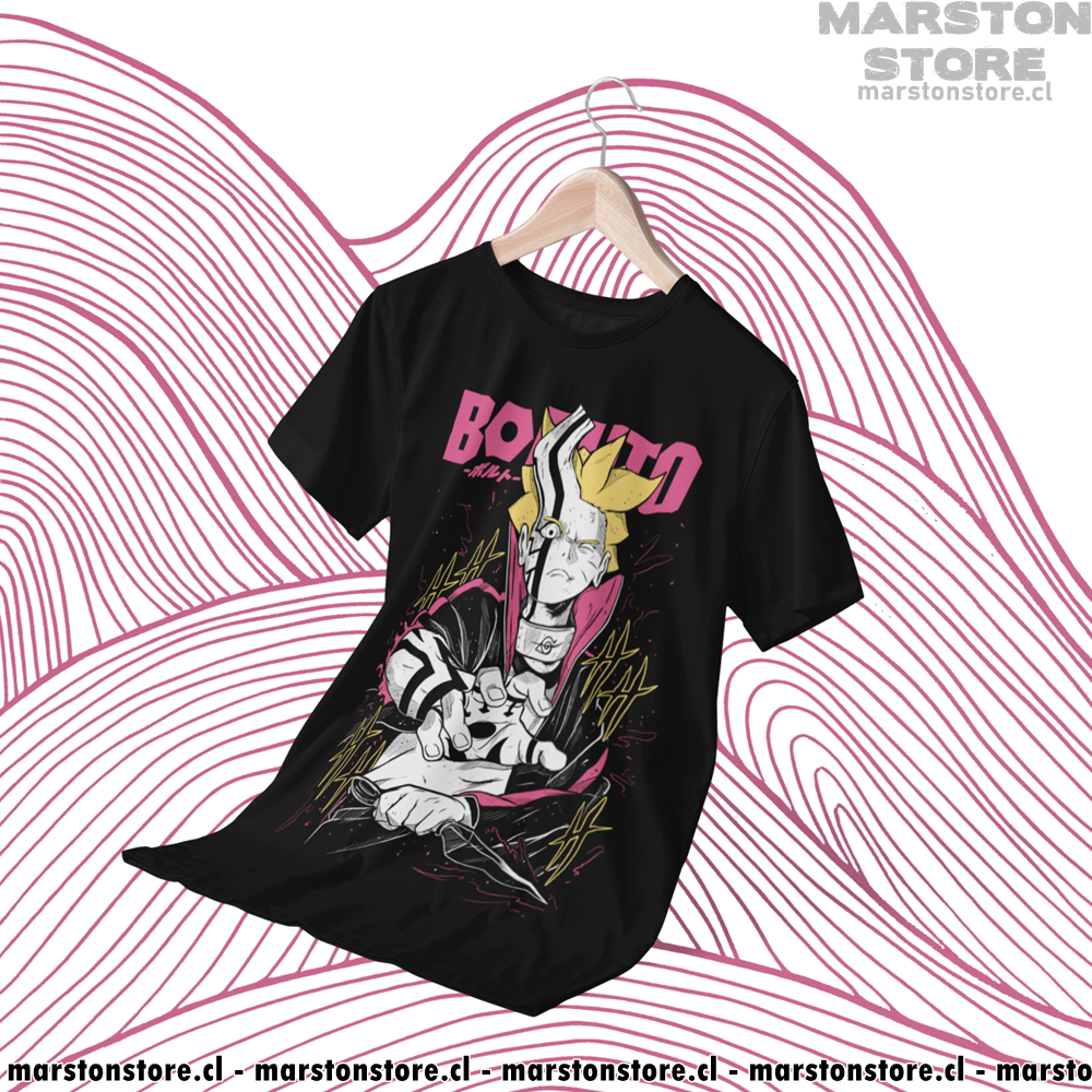 Polera negra Boruto: Naruto Next Generations con diseño de Boruto Uzumaki