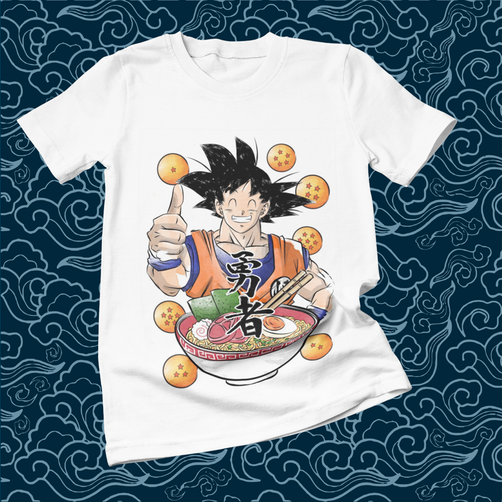 Polera blanca Dragon Ball con diseño de Goku