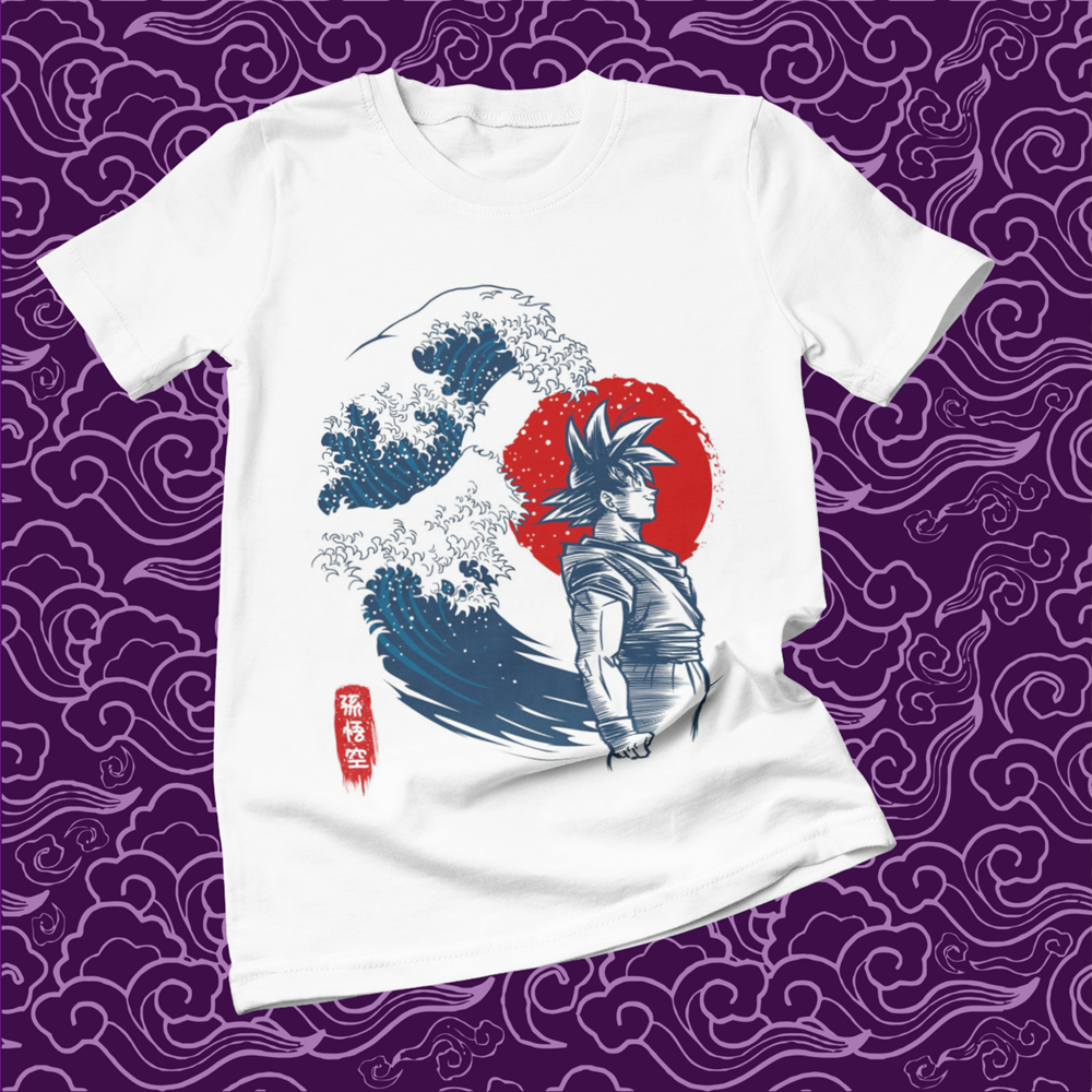 Polera blanca Dragon Ball con diseño de Goku
