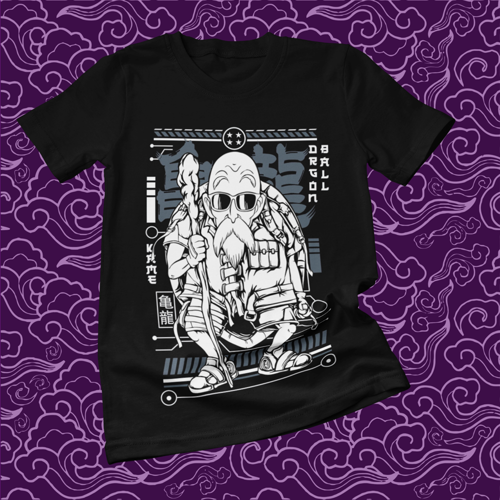 Polera negra Dragon Ball con diseño de Maestro Roshi