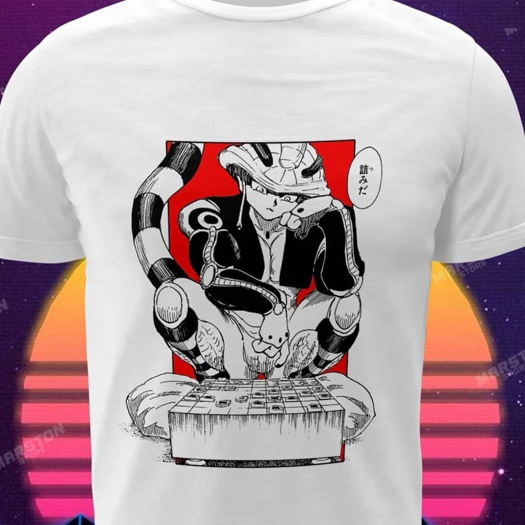 Polera blanca Hunter x Hunter con diseño de Meruem