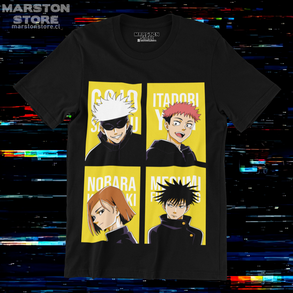 Polera negra con diseño de Jujutsu Kaisen