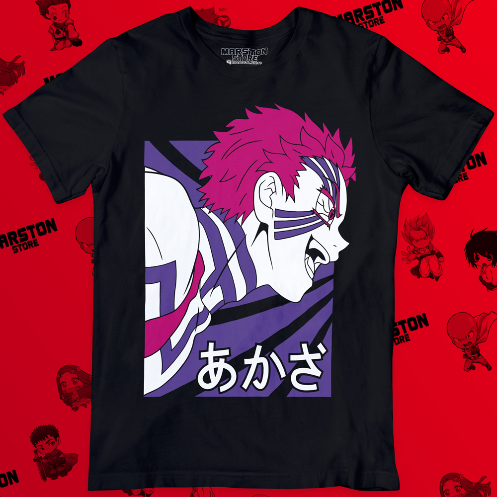 Polera negra Kimetsu no Yaiba Demon Slayer con diseño de Akaza