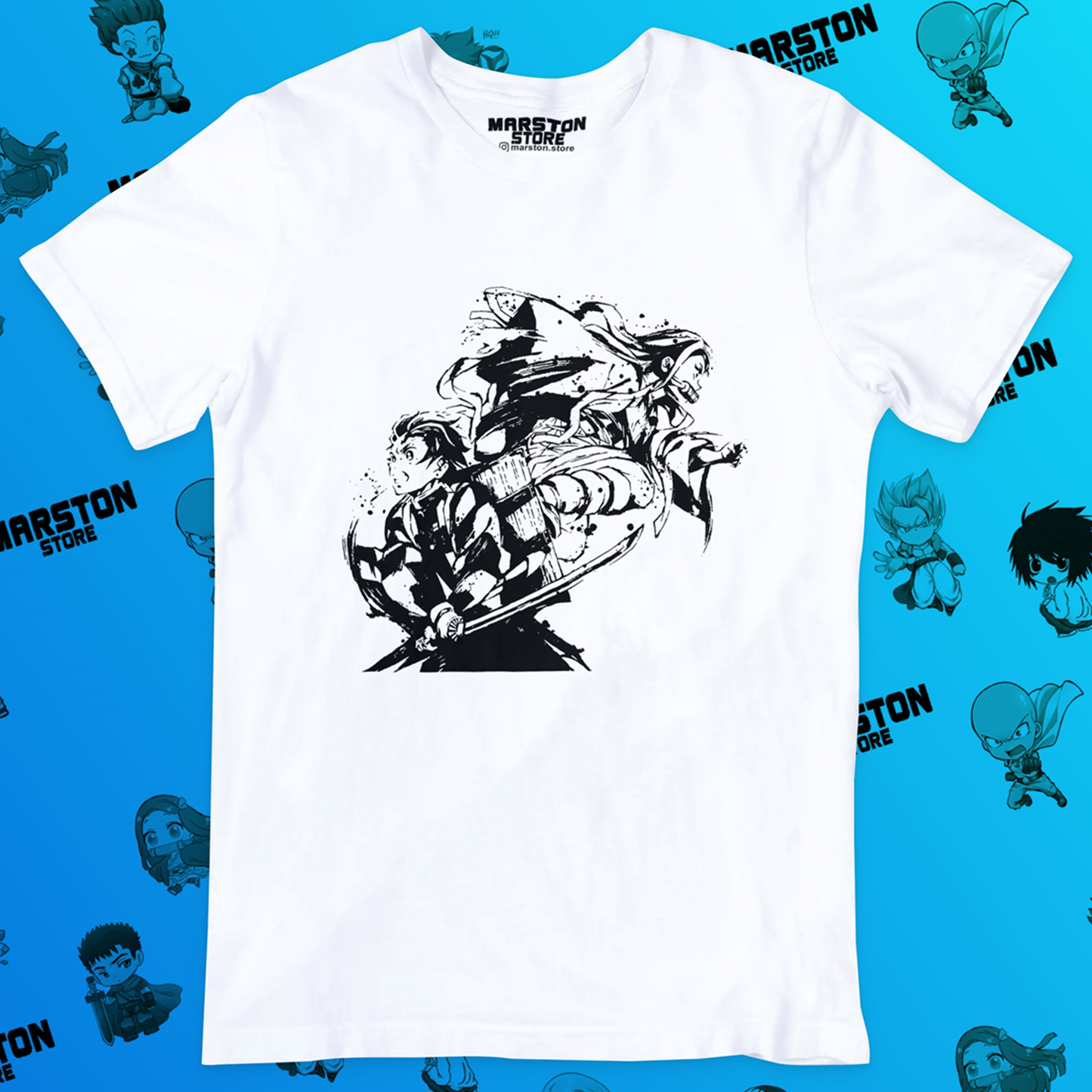 Polera blanca con diseño de Kimetsu no Yaiba Demon Slayer
