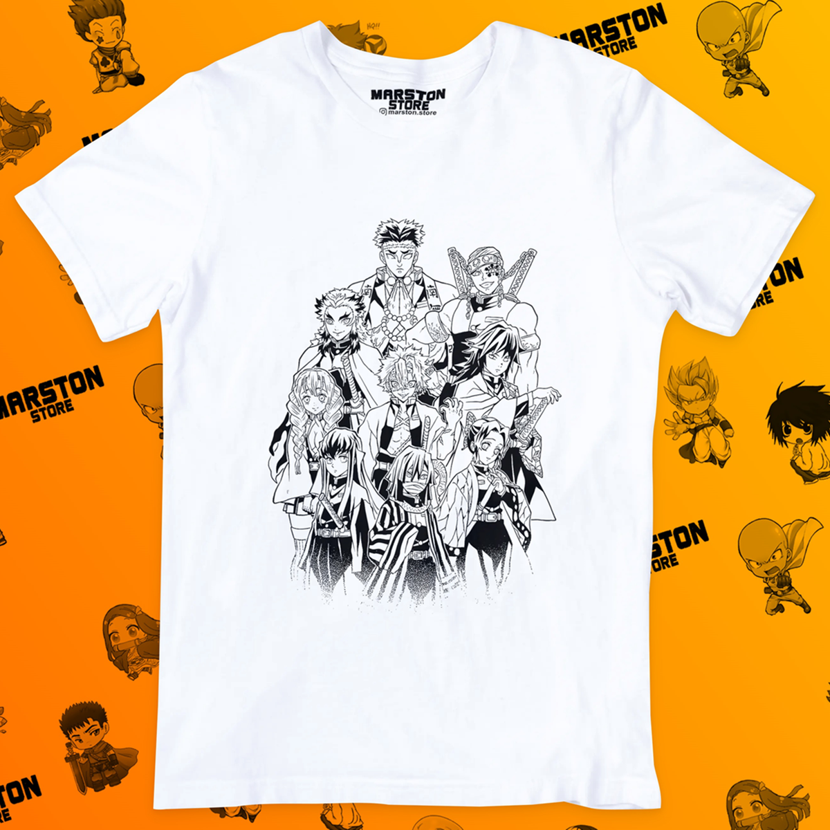 Polera blanca con diseño de Kimetsu no Yaiba Demon Slayer