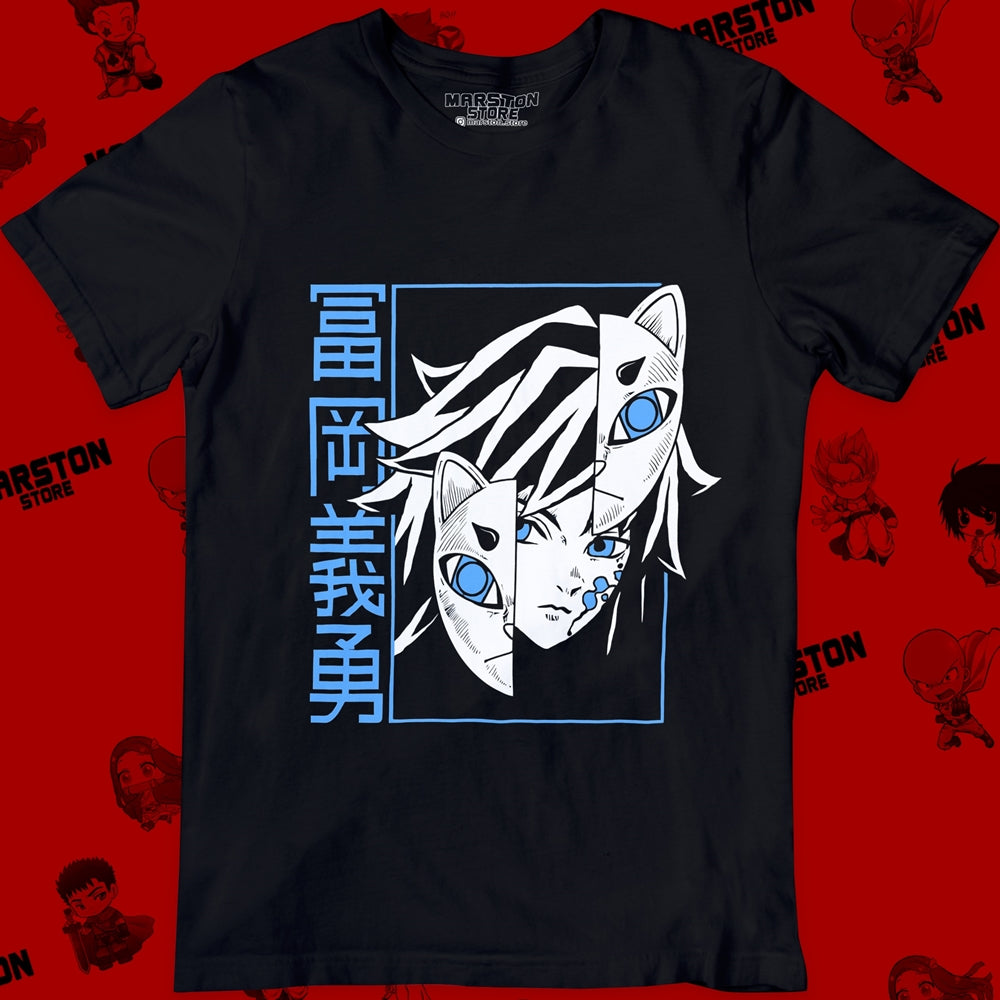 Polera negra Kimetsu no Yaiba Demon Slayer con diseño de Giyu Tomioka