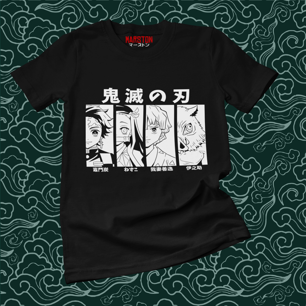 Polera negra con diseño de Kimetsu no Yaiba Demon Slayer
