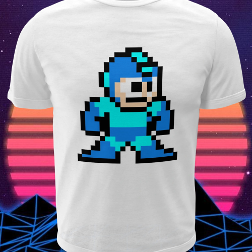 Polera blanca con diseño de Mega Man