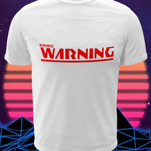 Polera blanca Mega Man con diseño Warning