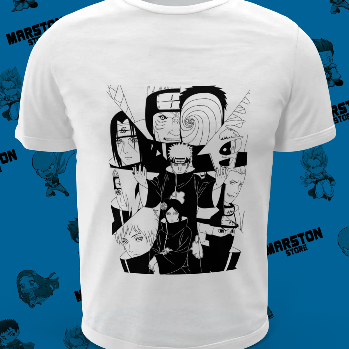 Polera blanca Naruto con diseño de Akatsuki