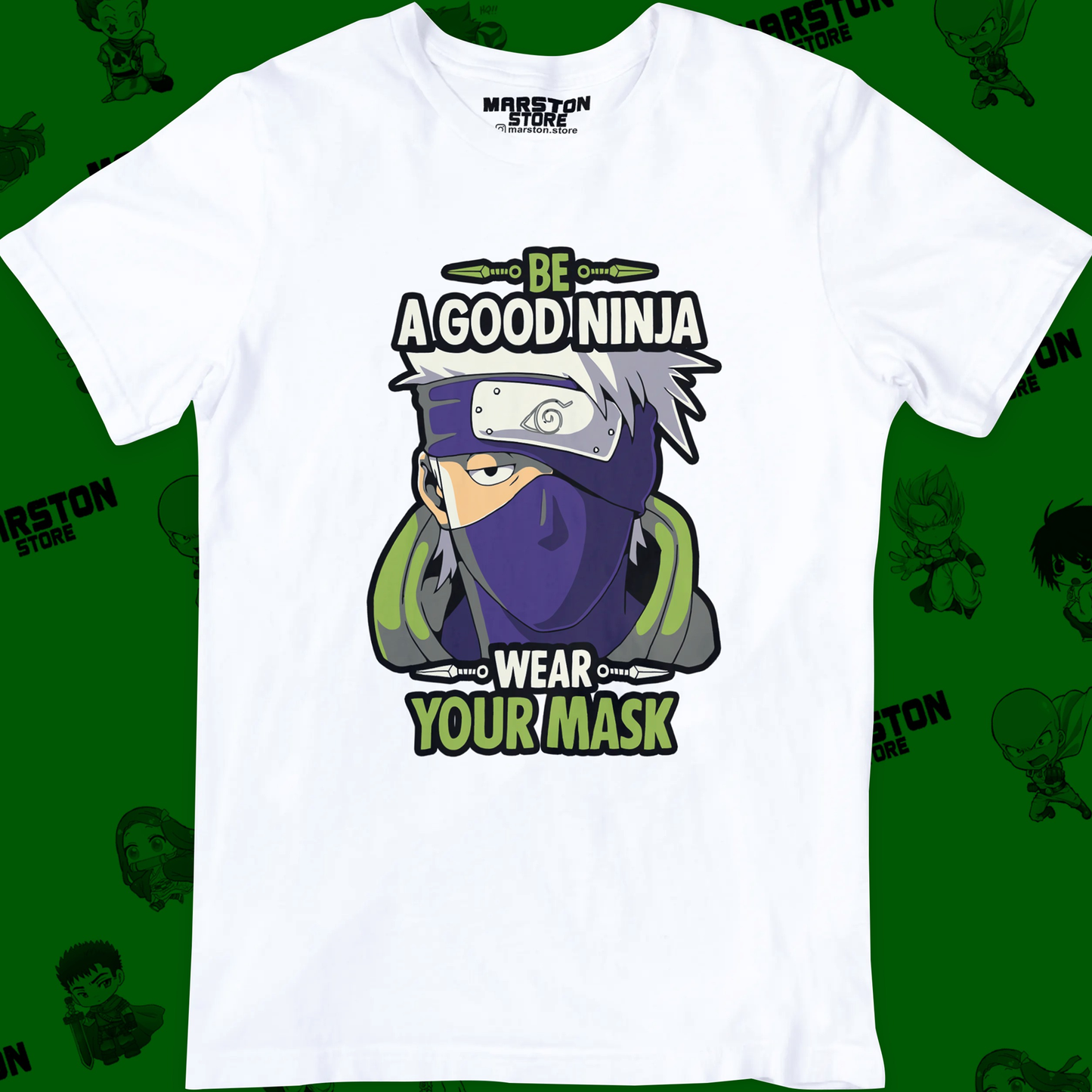 Polera blanca Naruto con diseño de Kakashi Hatake