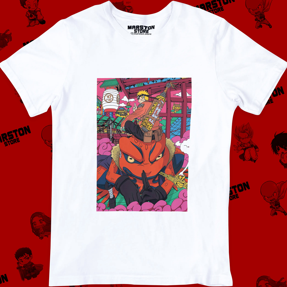 Polera blanca Naruto con diseño de Naruto Uzumaki