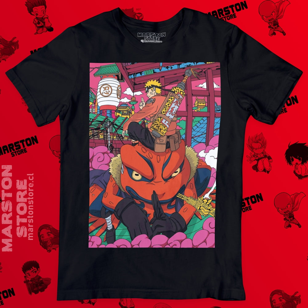 Polera negra Naruto con diseño de Naruto Uzumaki