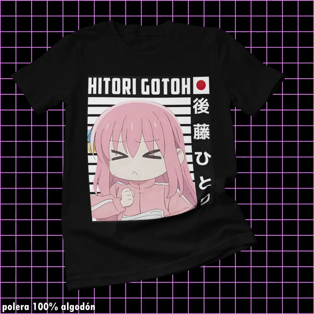 Polera negra de Bocchi the Rock! con Hitori Gotoh