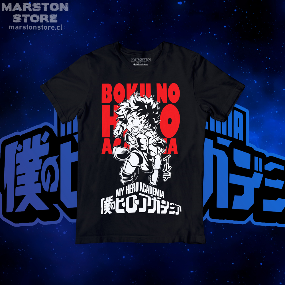 Polera negra de Boku no Hero Academia (My Hero Academia) con diseño anime