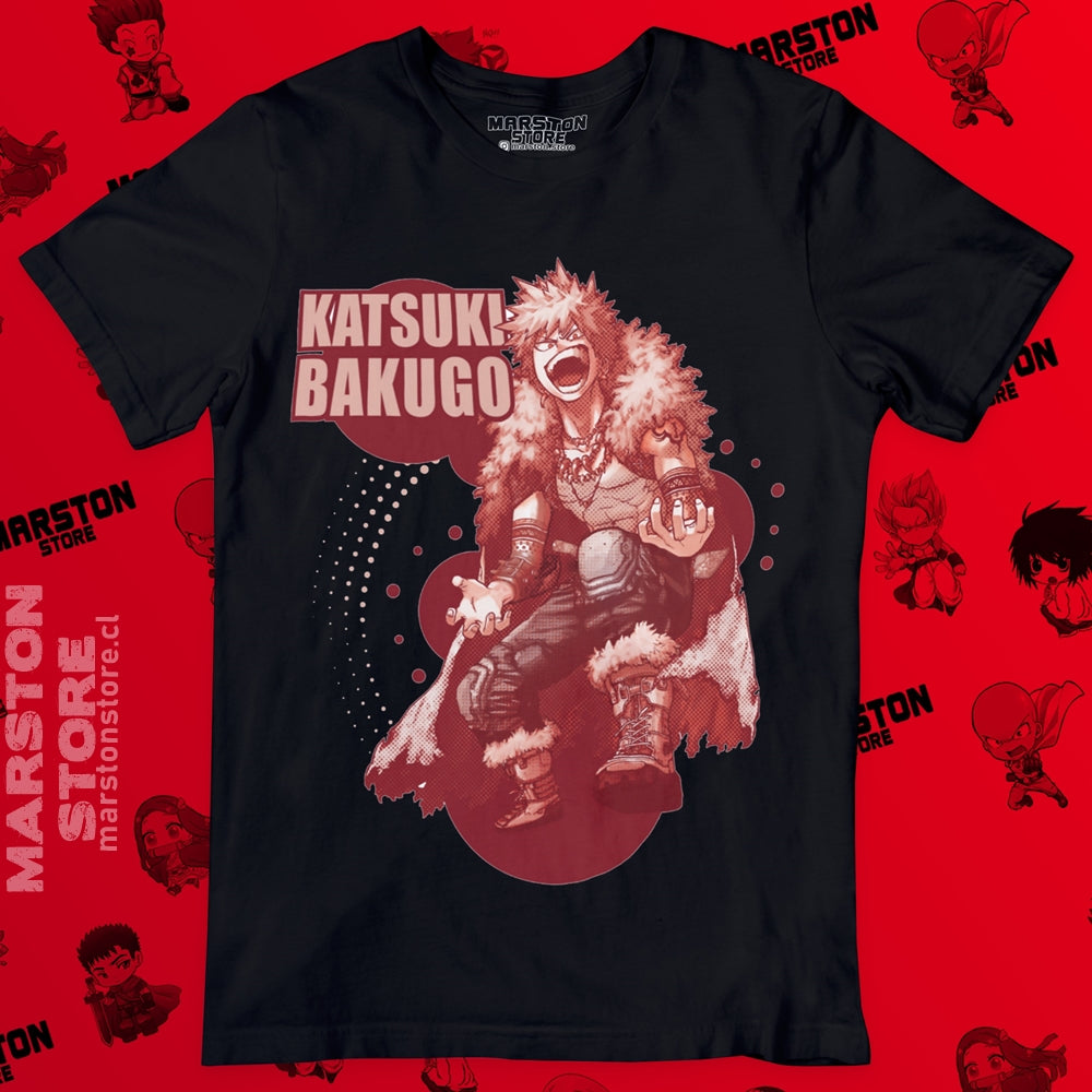 Polera negra de Boku no Hero Academia (My Hero Academia) con Katsuki Bakugo