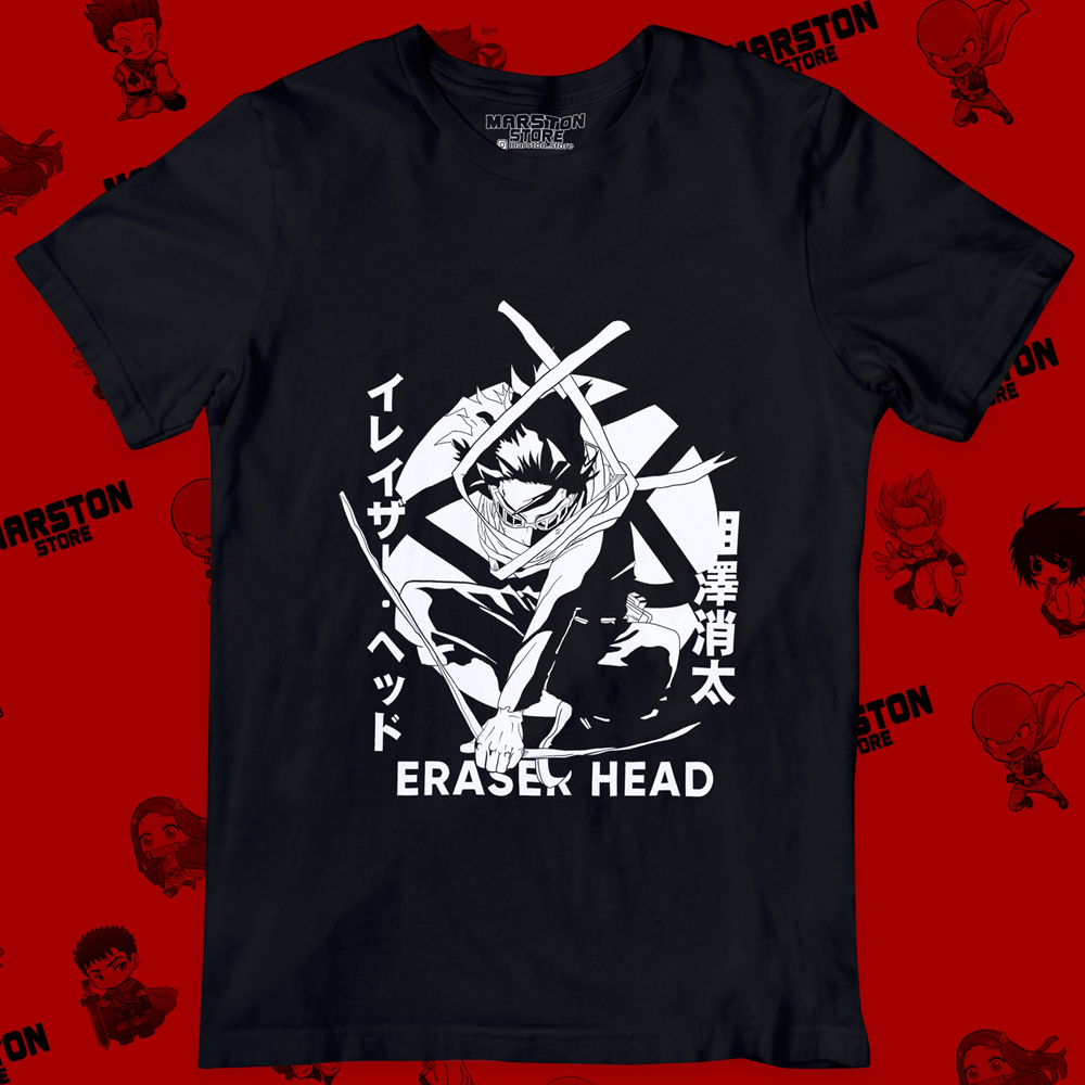 Polera negra de Boku no Hero Academia (My Hero Academia) con Shota Aizawa (Eraser Head)