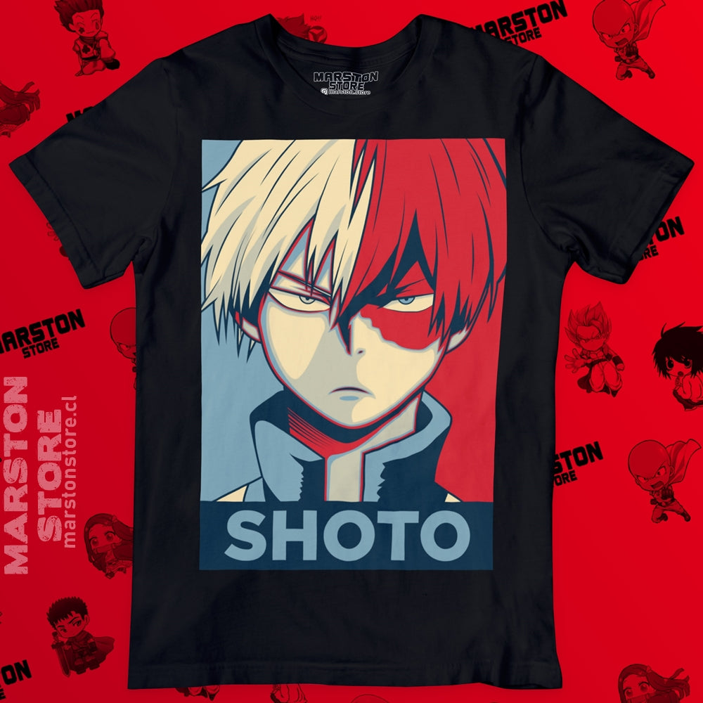 Polera negra de Boku no Hero Academia (My Hero Academia) con Shoto Todoroki