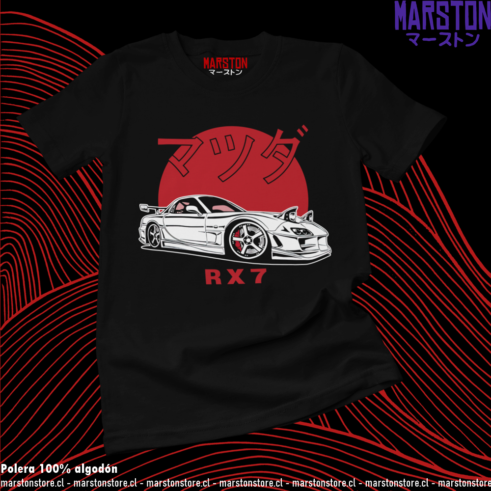 Polera negra de Initial D con Mazda RX-7