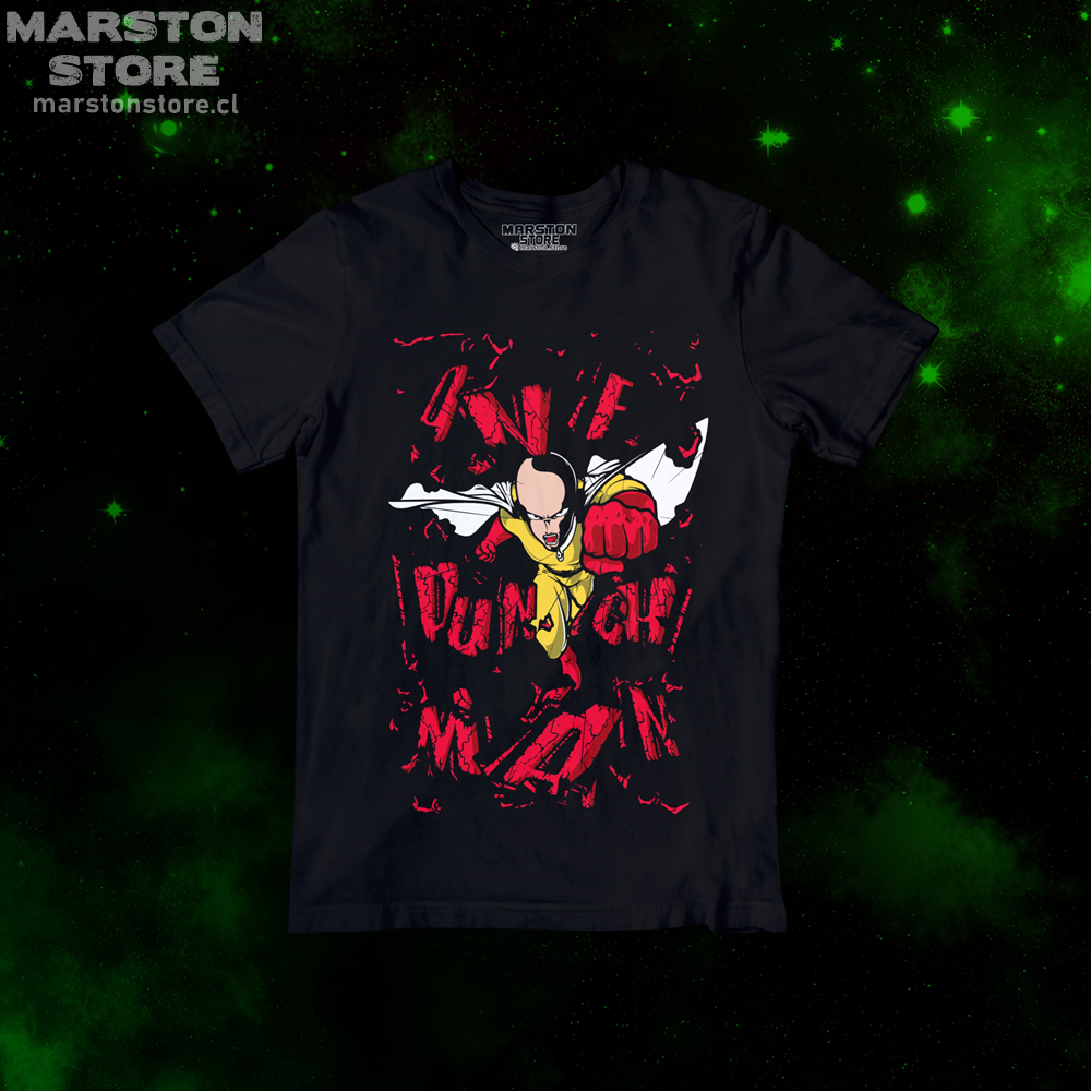 Polera negra de One Punch Man