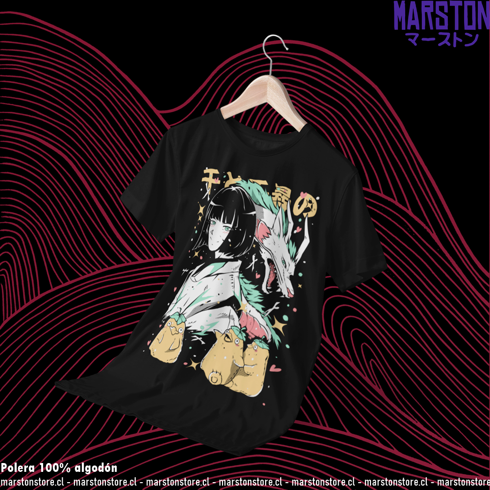 Polera negra de Studio Ghibli: El viaje de Chihiro (Spirited Away) con Haku