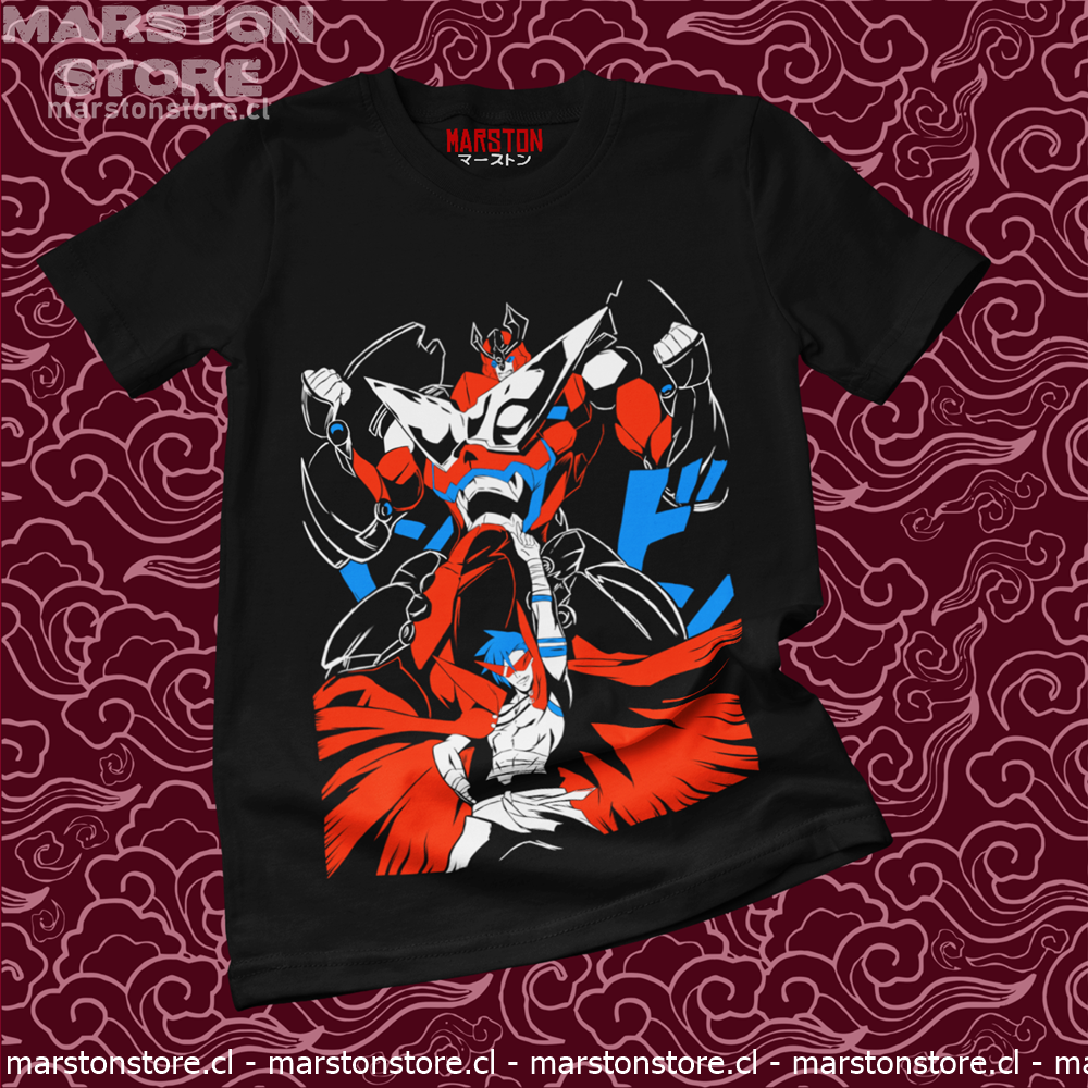 Polera negra de Tengen Toppa Gurren Lagann con Kamina