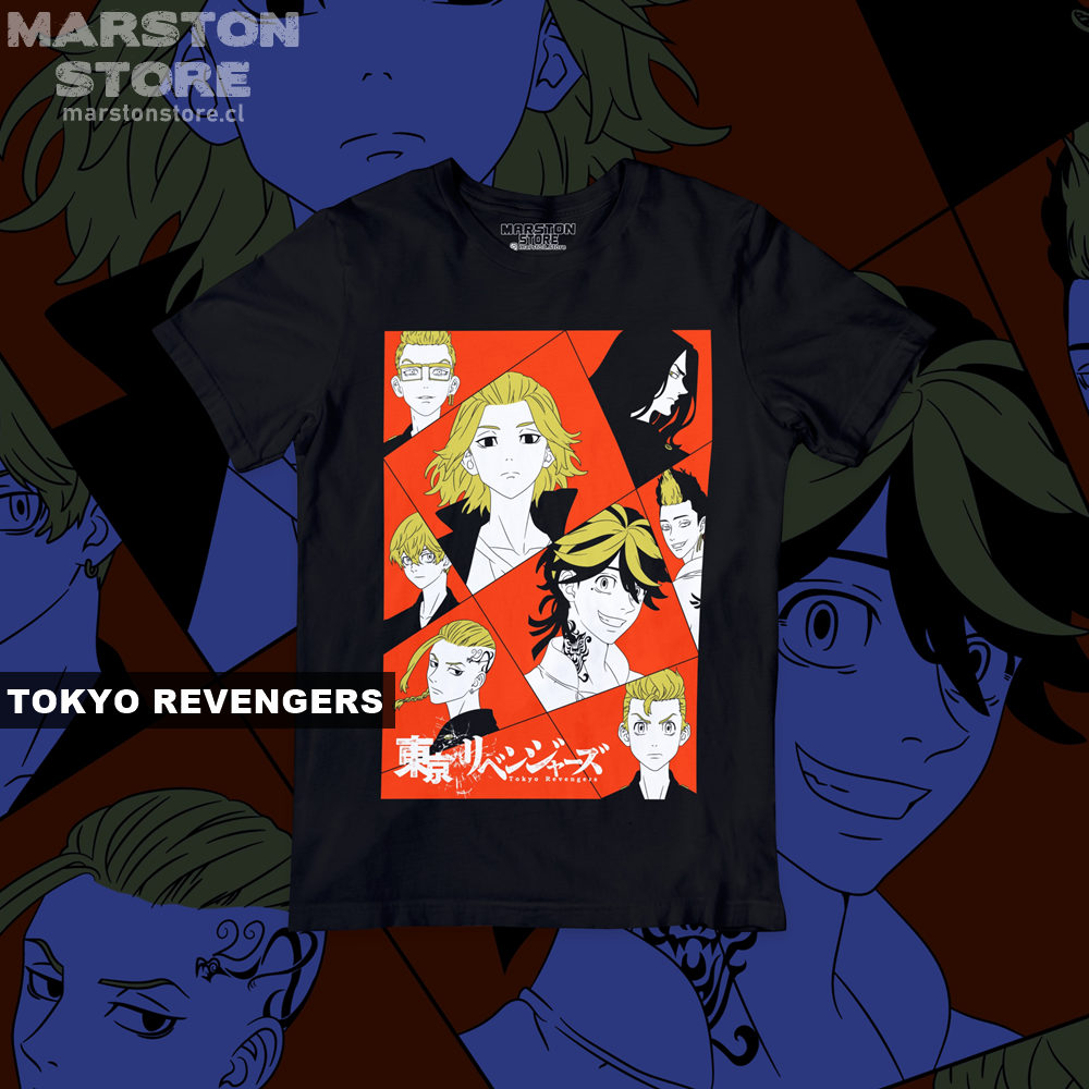 Polera negra de Tokyo Revengers con diseño anime