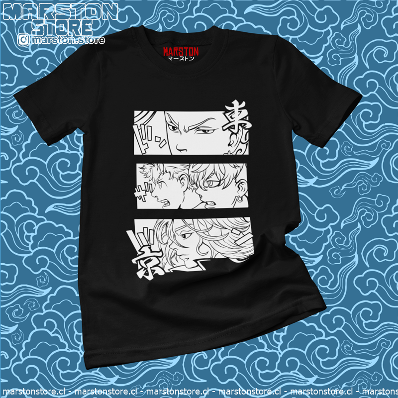 Polera negra de Tokyo Revengers con diseño anime