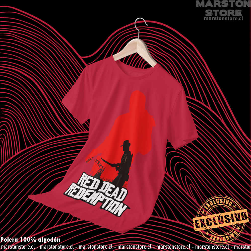 Polera roja Red Dead Redemption con diseño de John Marston