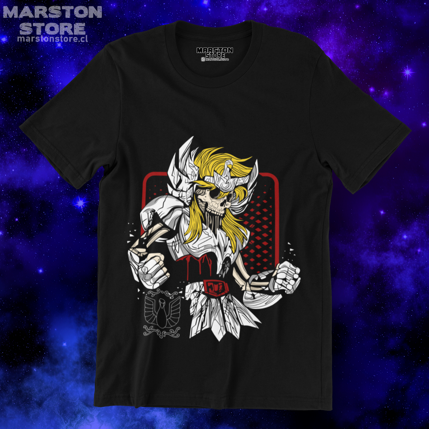 Polera negra de Saint Seiya / Los Caballeros del Zodiaco con Hyoga de Cisne