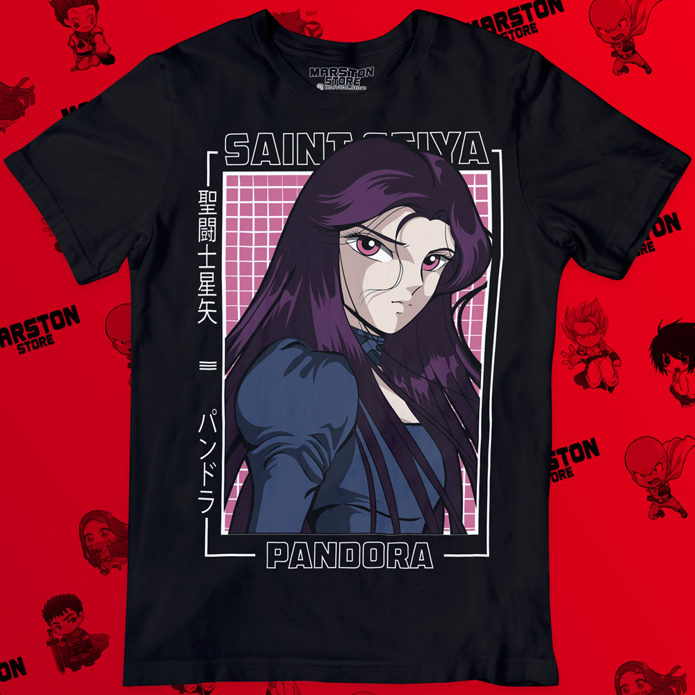 Polera negra de Saint Seiya / Los Caballeros del Zodiaco con Pandora