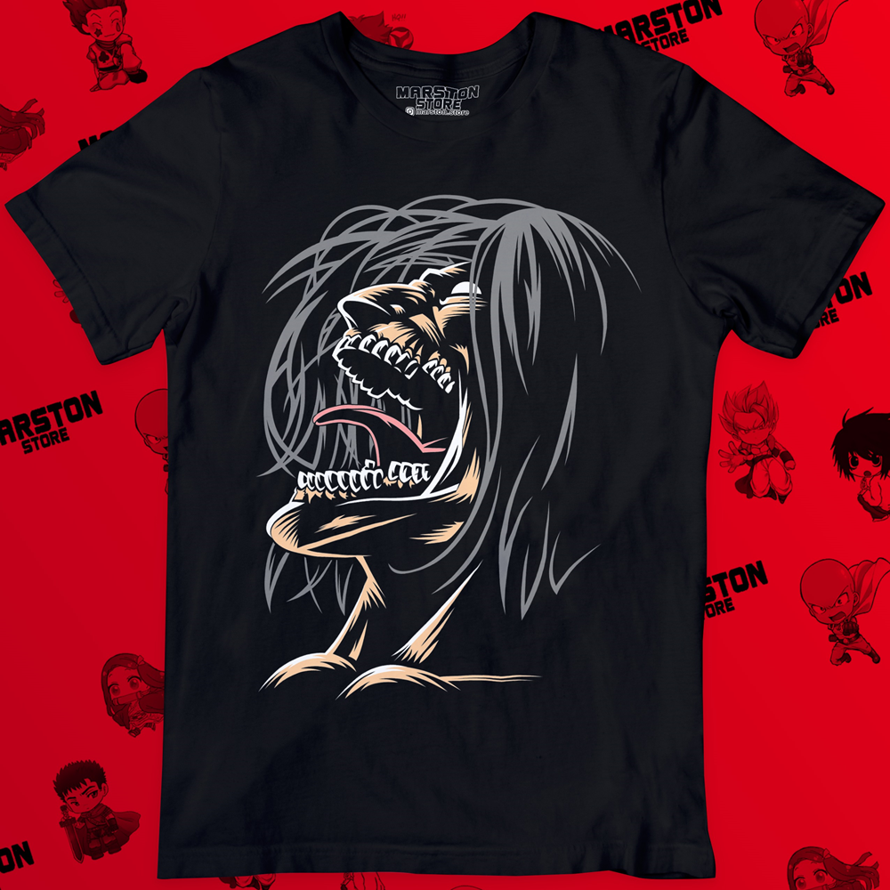 Polera negra Shingeki no Kyojin con diseño de Eren Jaeger