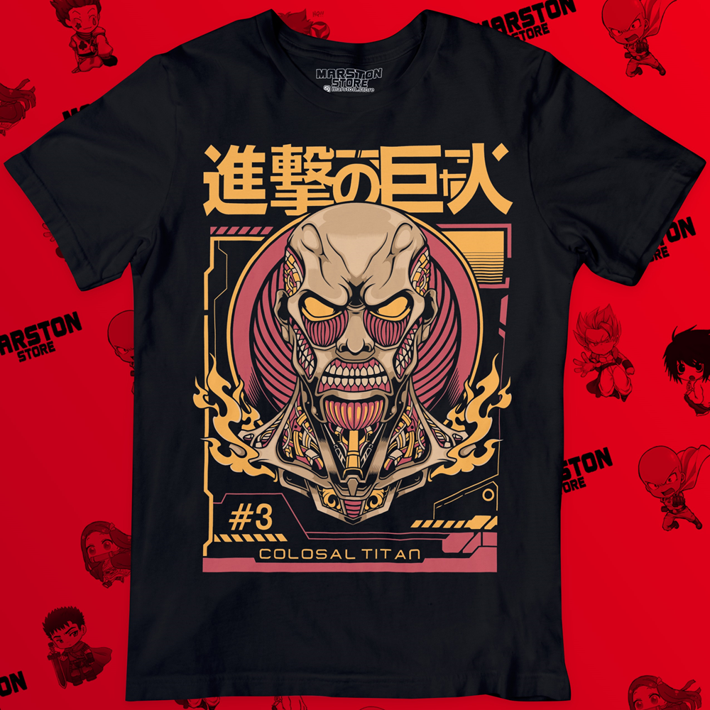 Polera negra con diseño de Shingeki no Kyojin