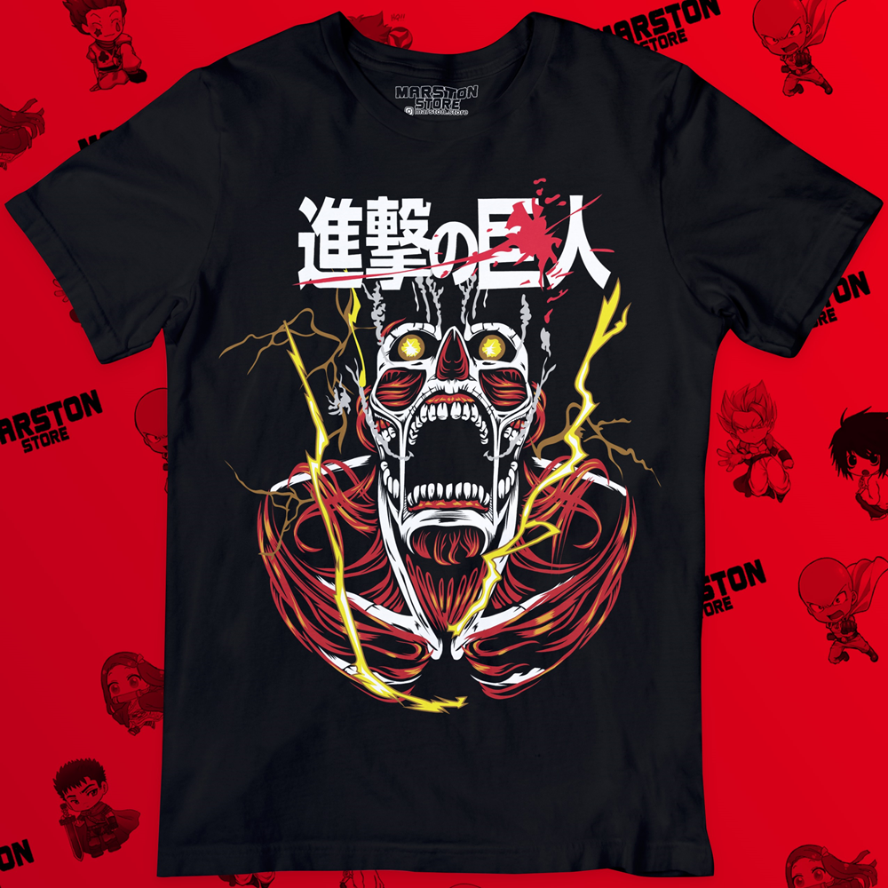 Polera negra con diseño de Shingeki no Kyojin