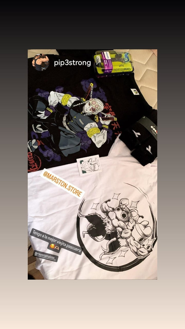 Foto real de cliente - Polera Kimetsu no Yaiba - Ratones Ninja de Uzui