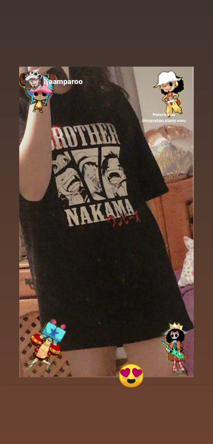 Polera One Piece - Monkey D. Luffy - Portgas D. Ace - Sabo - Negra 2