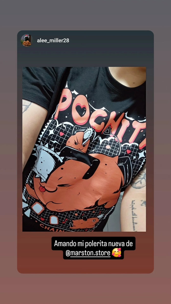 Foto real de cliente - Polera Chainsaw man - Pochita