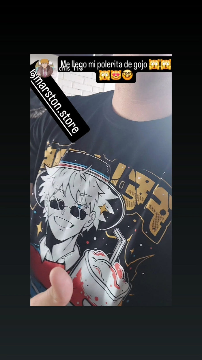 Foto real de cliente - Polera Jujutsu Kaisen - Satoru Gojo Huaso - Fiestas Patrias (#cxn)
