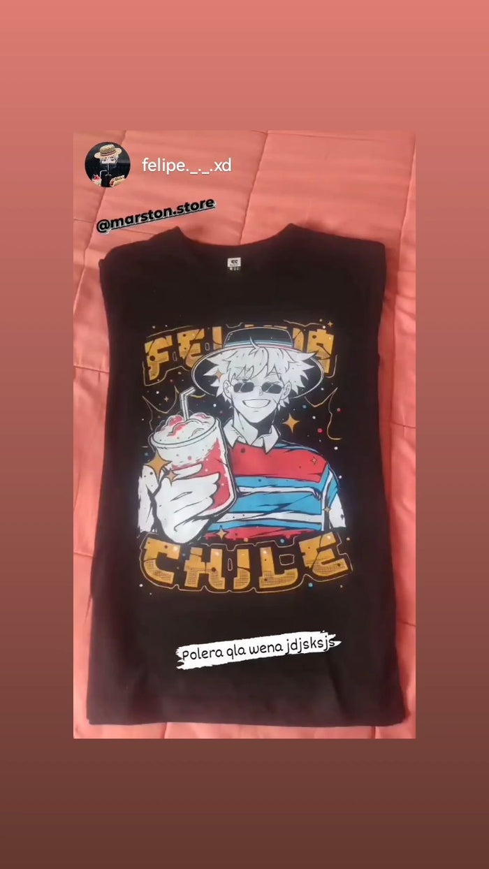 Foto real de cliente - Polera Jujutsu Kaisen - Satoru Gojo Huaso - Fiestas Patrias (#cxn)
