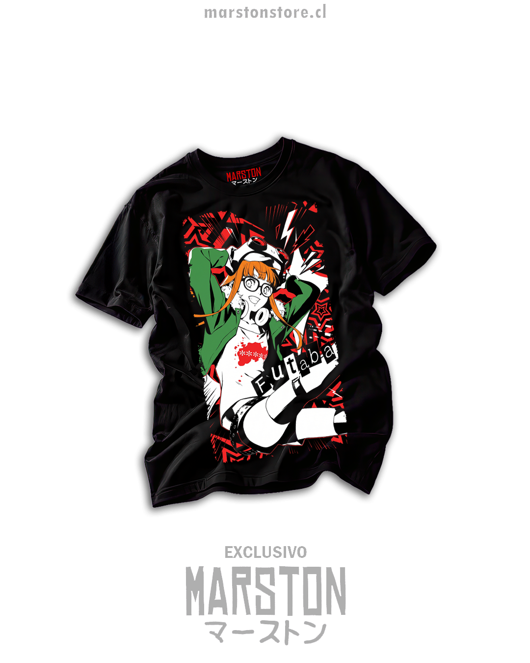 Polera negra Persona 5 con Futaba Sakura
