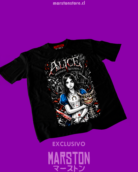 Polera negra con diseño de Alice: Madness Returns