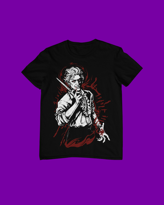 Polera negra Baldur's Gate 3 con diseño de Astarion