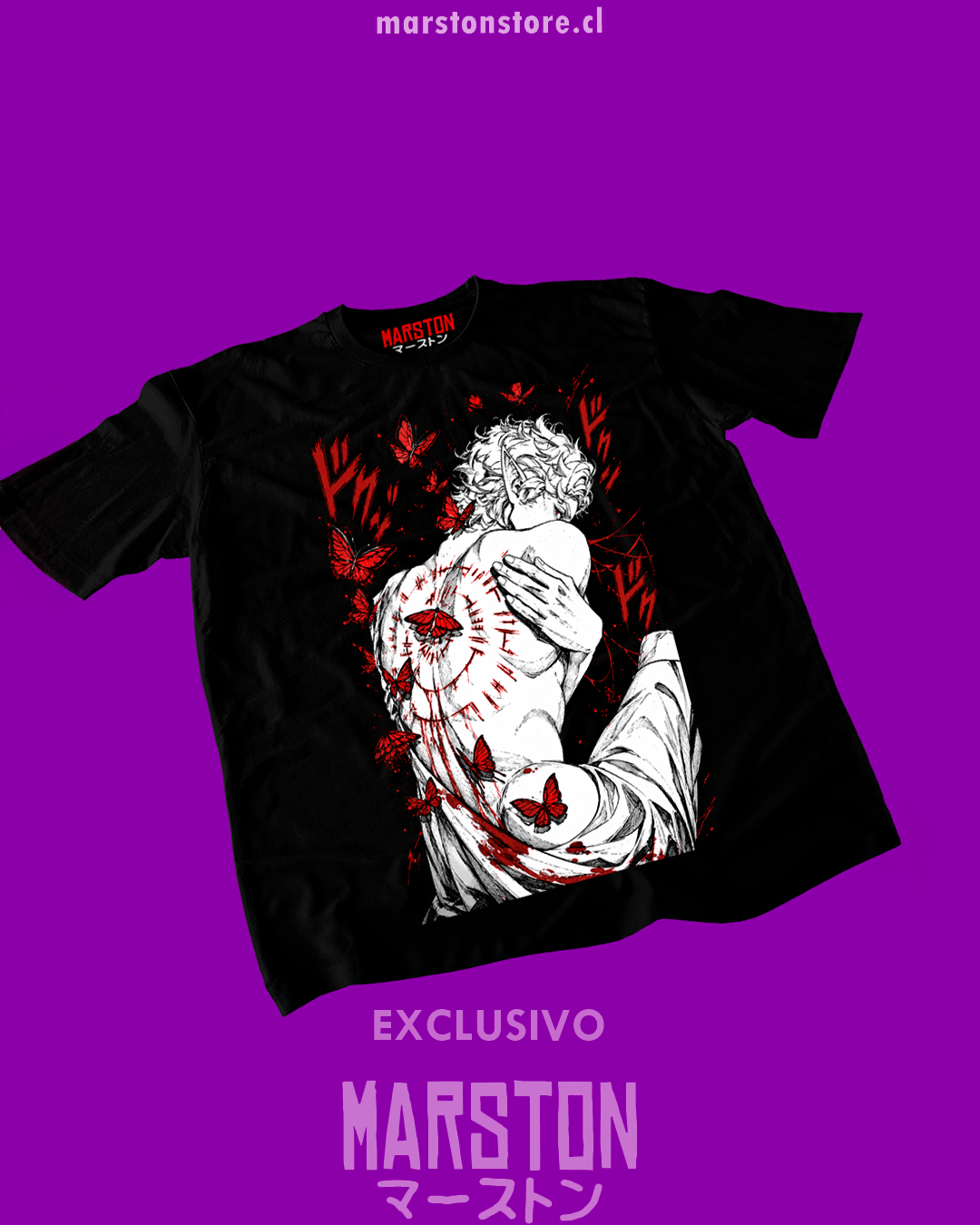 Polera negra Baldur's Gate 3 con diseño de Astarion