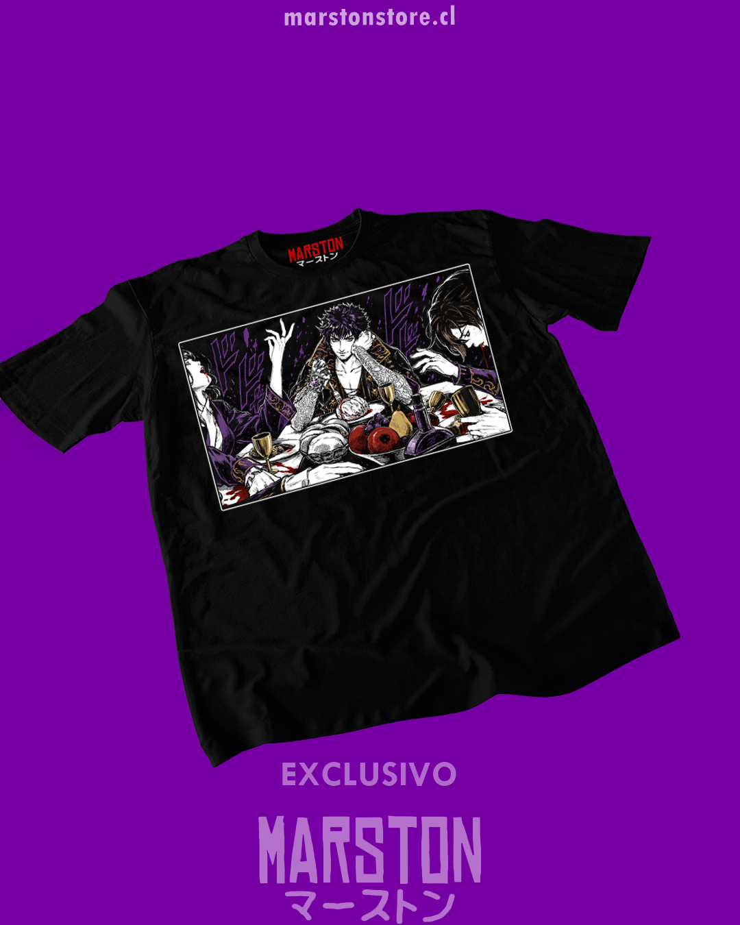 Polera negra Baldur's Gate 3 con diseño de Enver Gortash