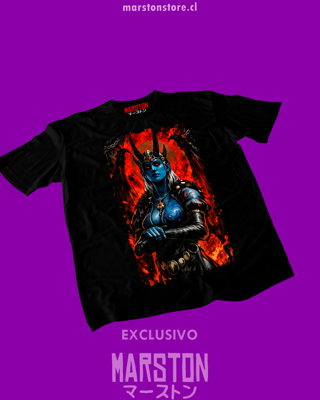 Polera negra Baldur's Gate 3 con diseño de Mizora