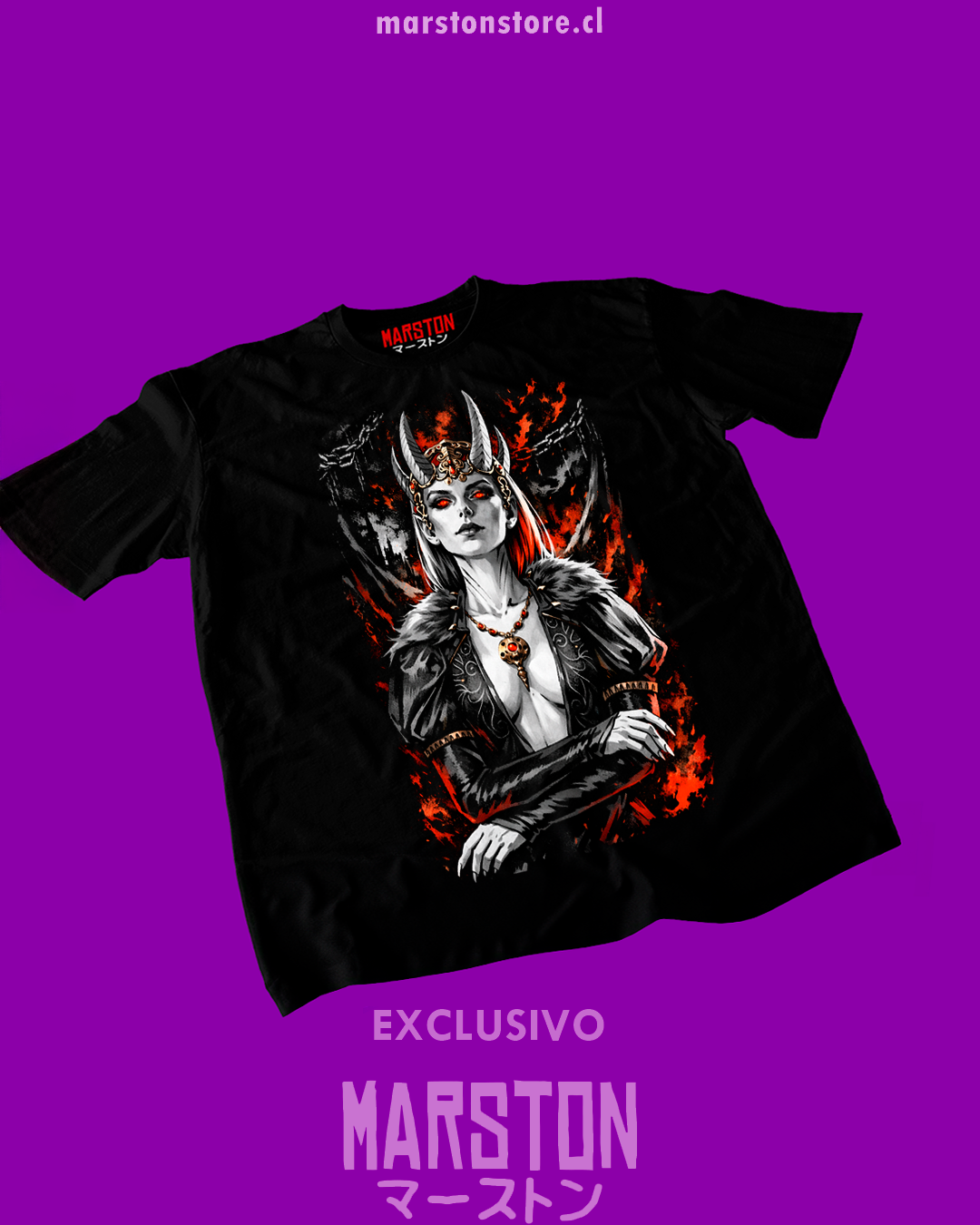 Polera negra Baldur's Gate 3 con diseño de Mizora