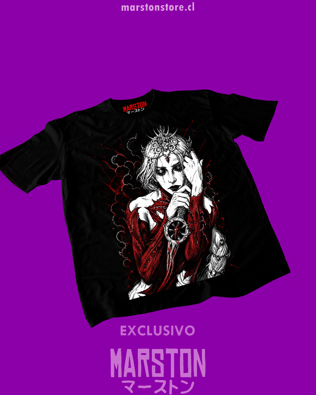 Polera negra Baldur's Gate 3 con diseño de Orin the Red