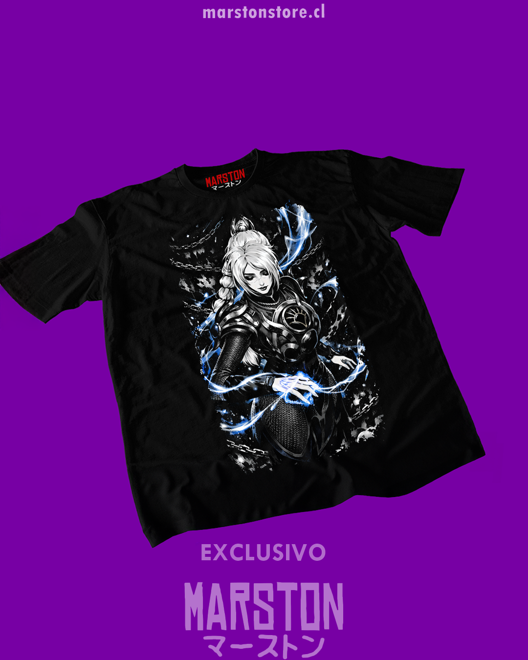 Polera negra Baldur's Gate 3 con diseño de Shadowheart