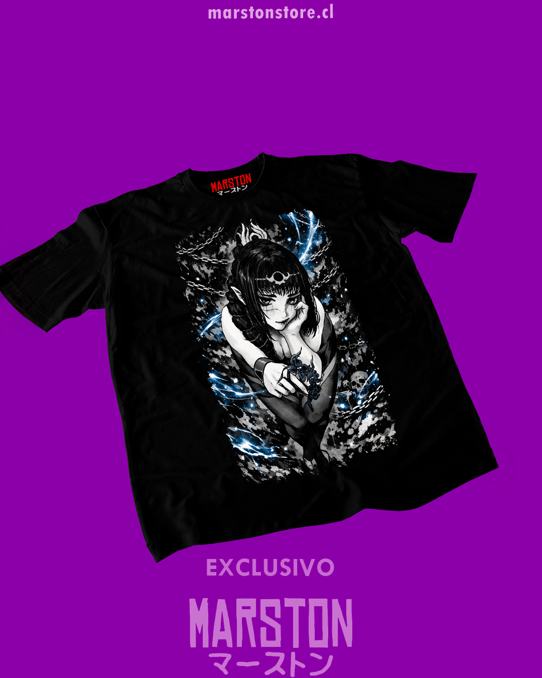 Polera negra Baldur's Gate 3 con diseño de Shadowheart